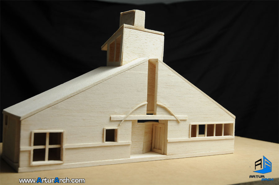 -FLOOR-PLAN-Venturi-Procession-vanna_venturi_facade_ماکت خانه مادر ونچوریventuri-balsa-wood-model