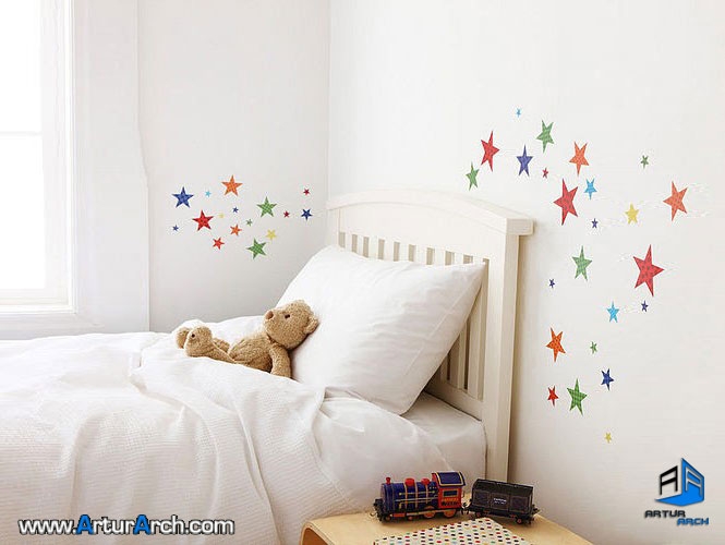 wall-sticker-stars-kids-دکوراسیون داخلی،طرح های متنوع استیکر در دکوراسیون