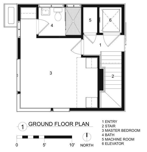 طراحی فوق العاده خانه برج Tower House -ground-floor-plan