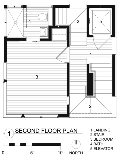 طراحی فوق العاده خانه برج Tower House -second-floor-plan